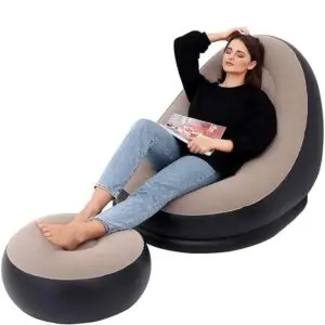 Inflatable Lounge Chair with Ottoman, Portable Indoor Gaming Seat, Indoor Relaxation Set