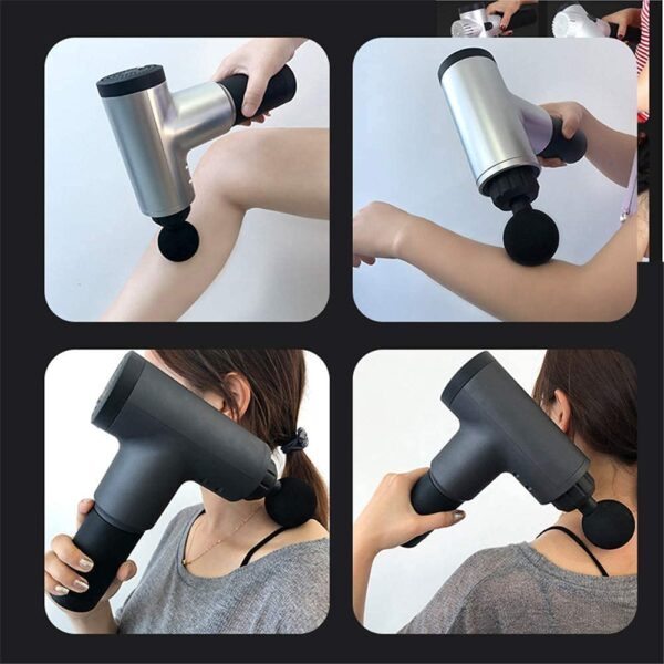 Fascial Massage Gun with 4 Attachments, Variable Speed, Cordless Muscle Recovery Device, Silver and Black - Image 4