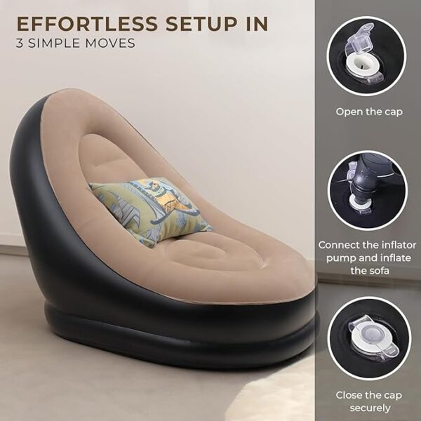 Inflatable Lounge Chair with Ottoman, Portable Indoor Gaming Seat, Indoor Relaxation Set - Image 5