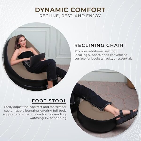 Inflatable Lounge Chair with Ottoman, Portable Indoor Gaming Seat, Indoor Relaxation Set - Image 4