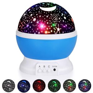 Star Night Light Projector, Multi-Color LED Galaxy Lamp with 6 Lighting Modes, Rotating Stars and Moon Design