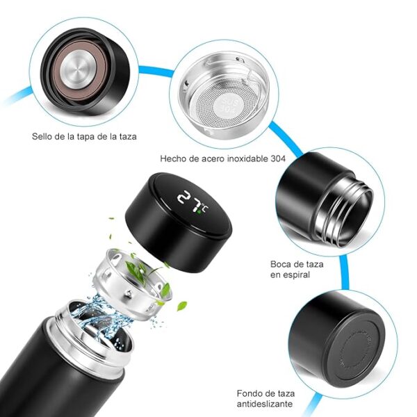 Smart Temperature Display Water Bottle, Digital LED Screen, Stainless Steel Vacuum Flask - Image 3