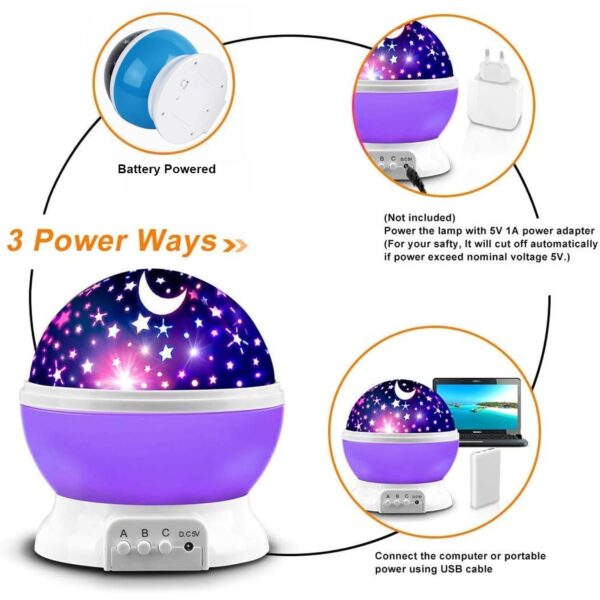 Star Night Light Projector, Multi-Color LED Galaxy Lamp with 6 Lighting Modes, Rotating Stars and Moon Design - Image 2