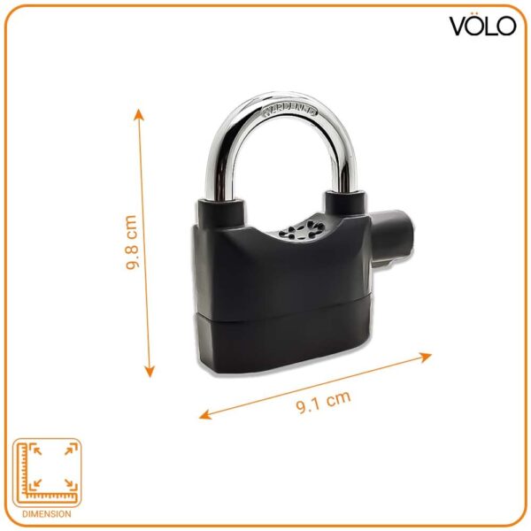 Security Alarm Padlock with Siren and Keys, Heavy Duty Steel Lock, Black, Waterproof Anti-Theft Lock - Image 4